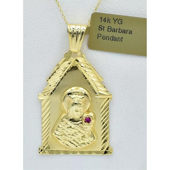 Saint Barbara Pendant 14k Solid Yellow Gold